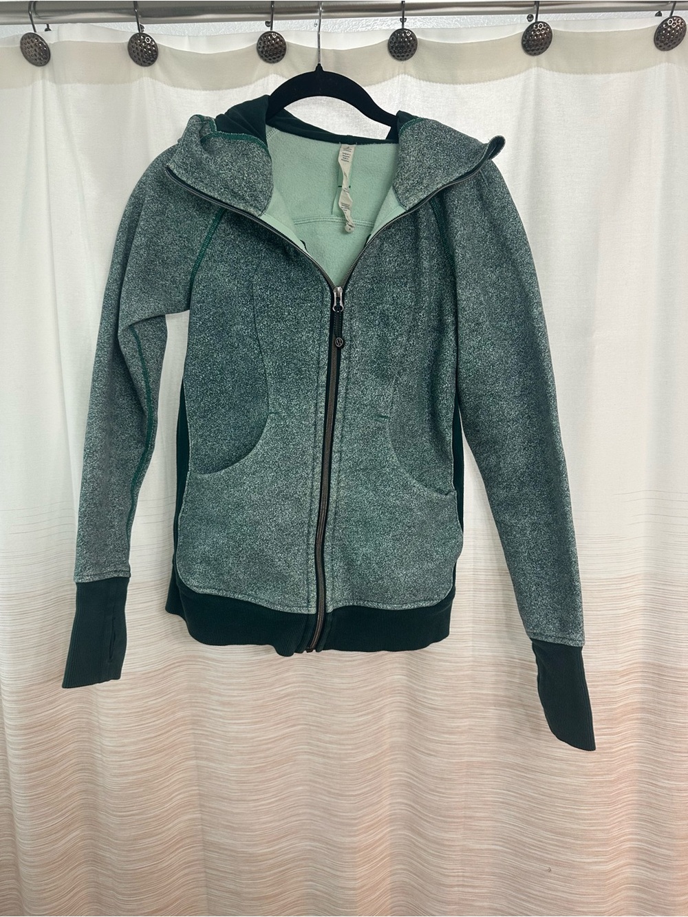 lululemon Hooded Zip Jacket in Heathered Green Size 4